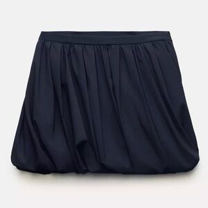 ZARA Navy Blue Balloon Mini Skirt Bubble Hem Size M